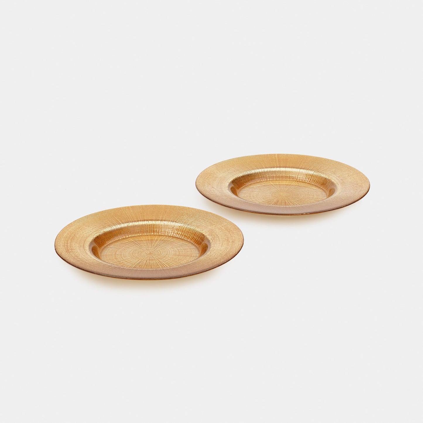 Set of 2 Gold Radial Textured Dessert Plates