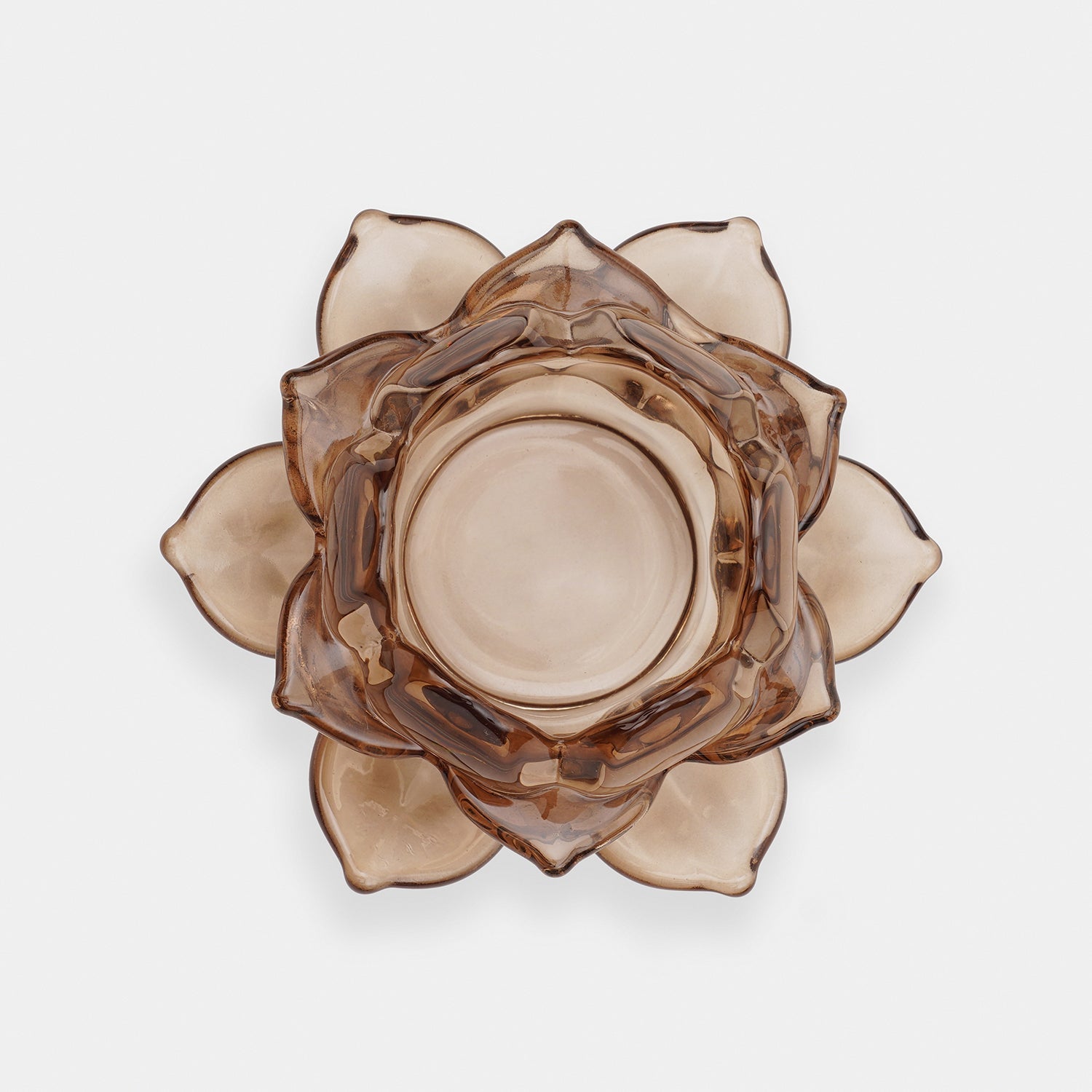 Set of 3 Amber Lotus Shaped Tea Light Holders