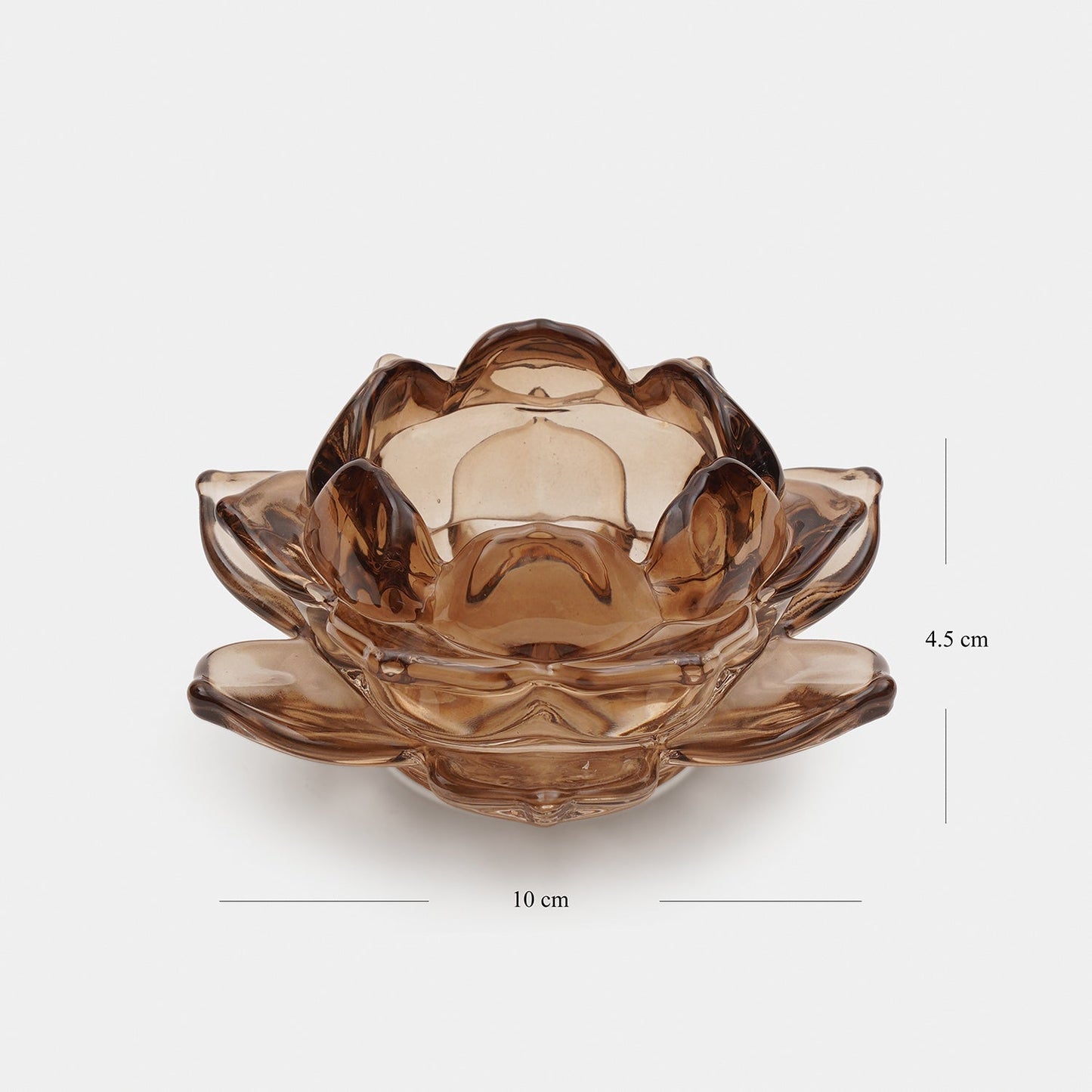 Set of 3 Amber Lotus Shaped Tea Light Holders