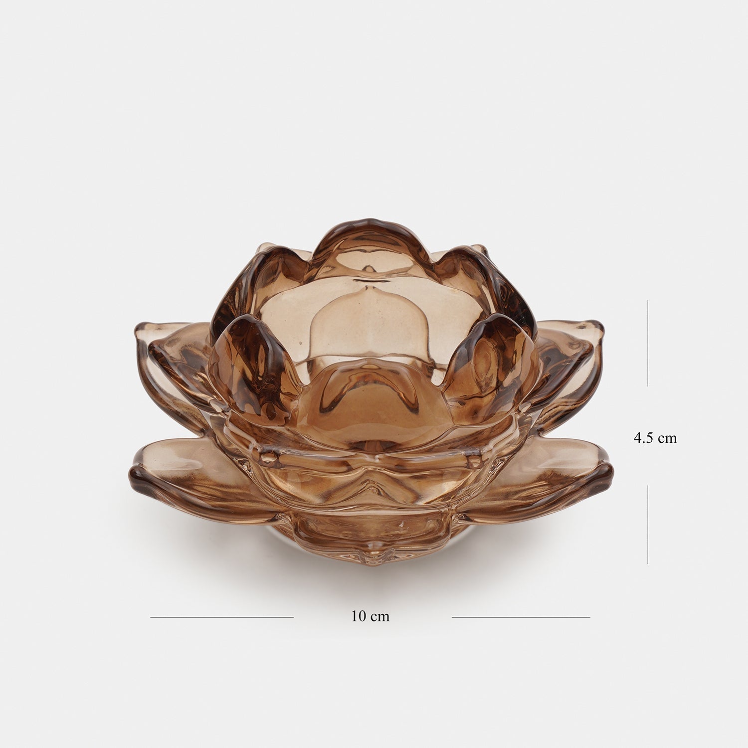 Set of 3 Amber Lotus Shaped Tea Light Holders