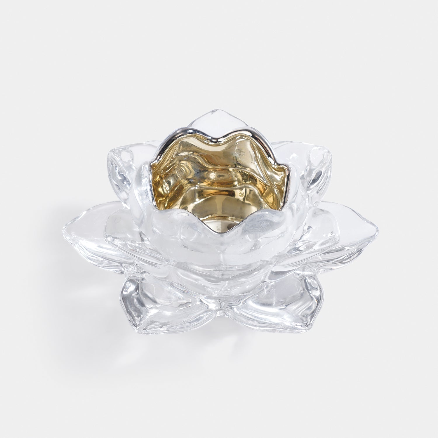 Set of 2 Clear Lotus Shaped Tealight Holders
