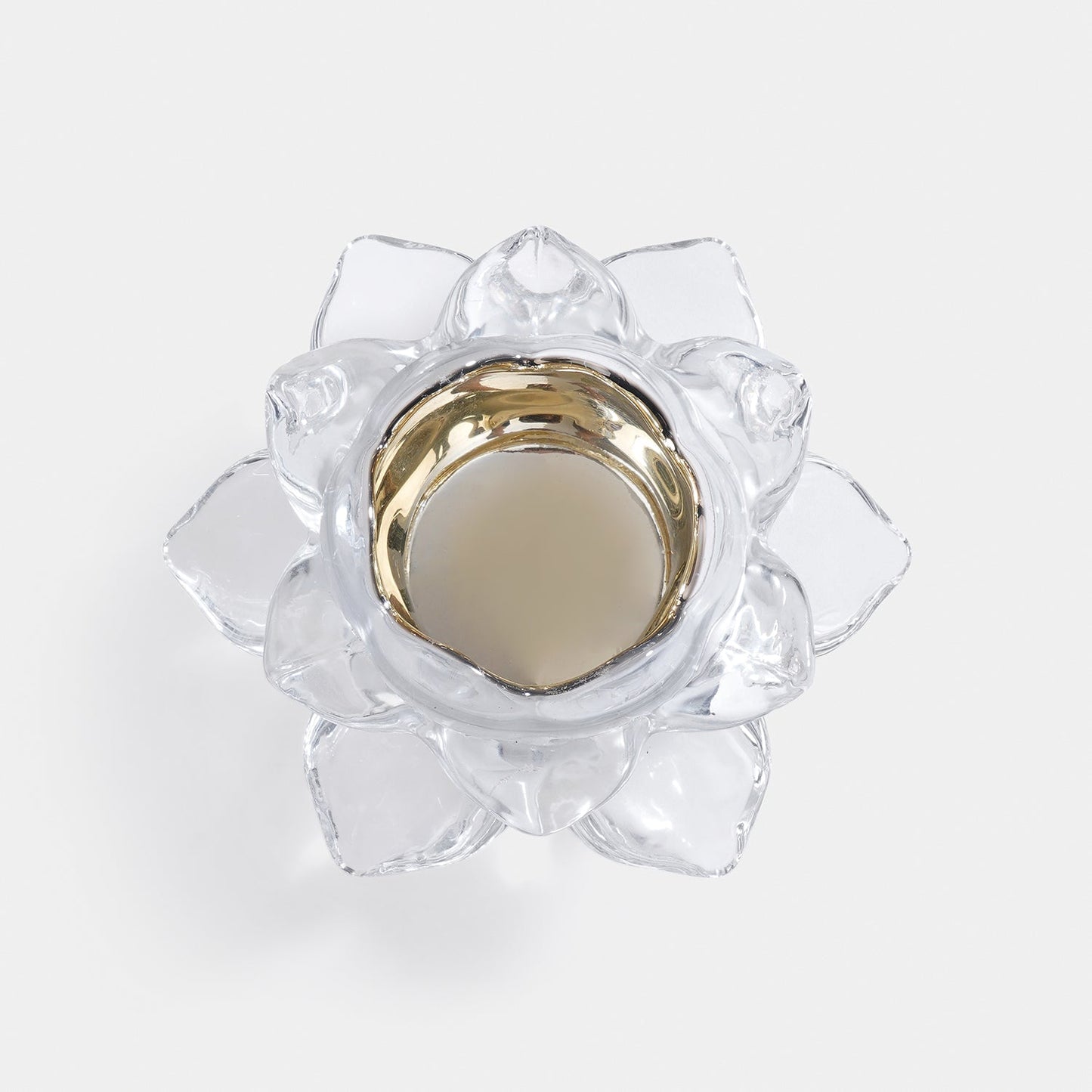 Set of 2 Clear Lotus Shaped Tealight Holders