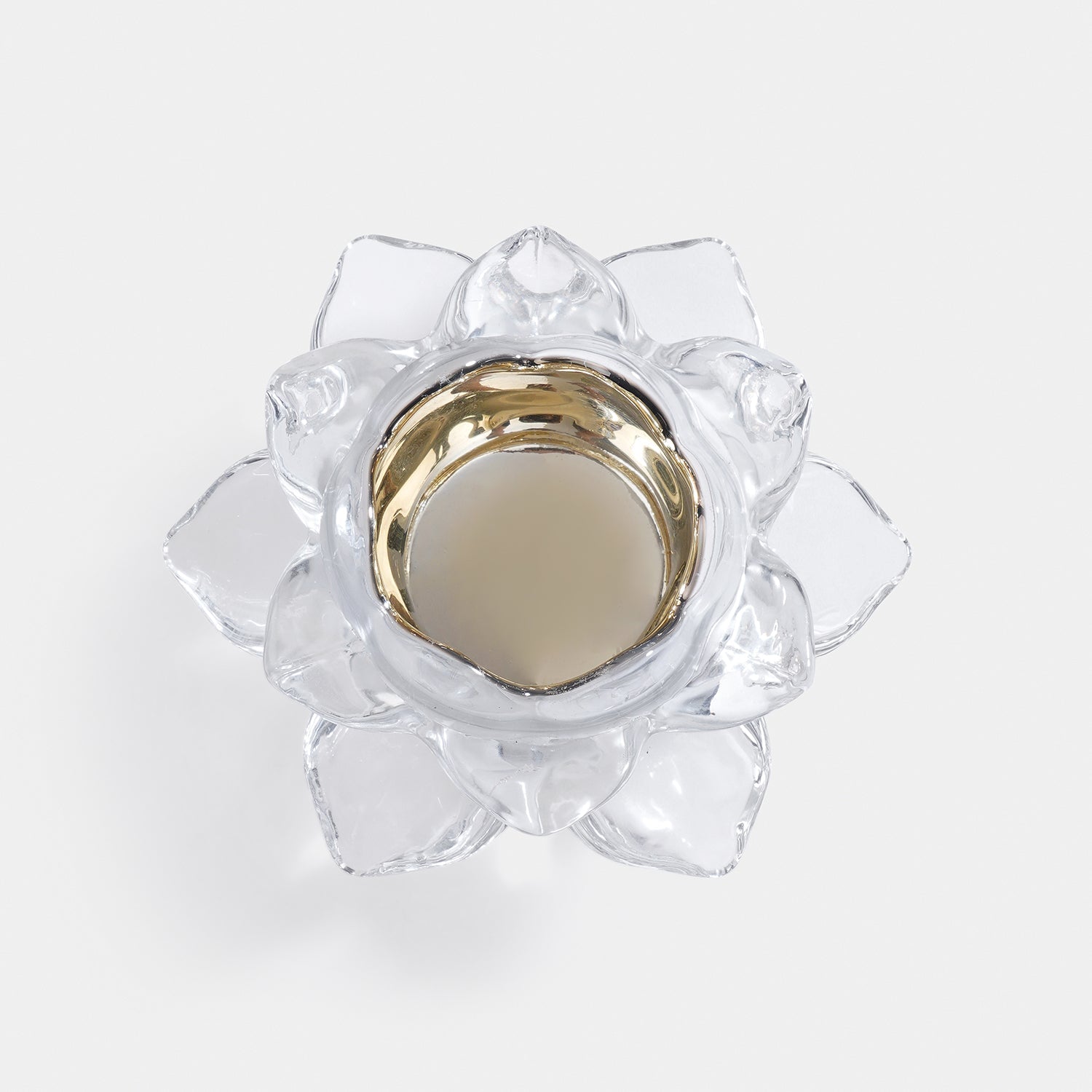 Set of 2 Clear Lotus Shaped Tealight Holders