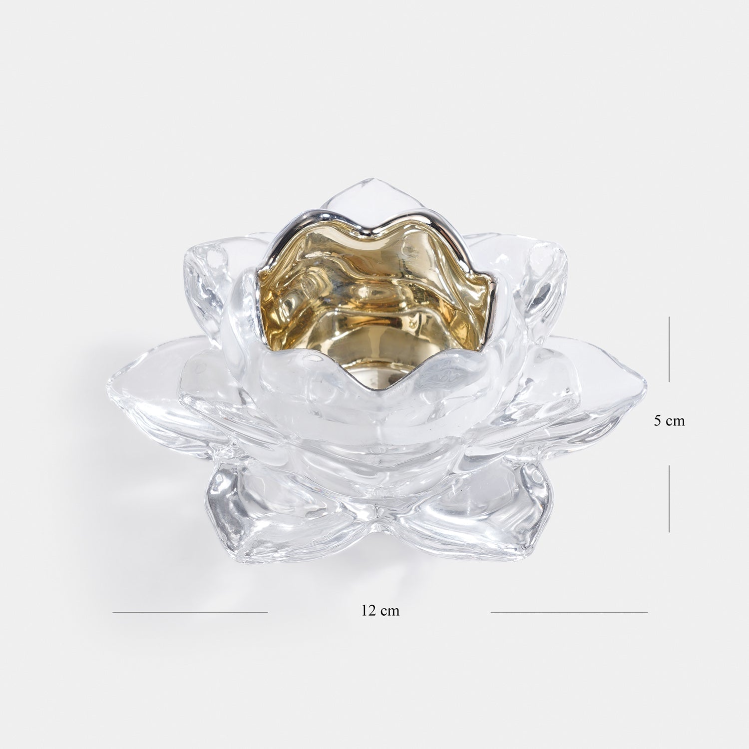 Set of 2 Clear Lotus Shaped Tealight Holders