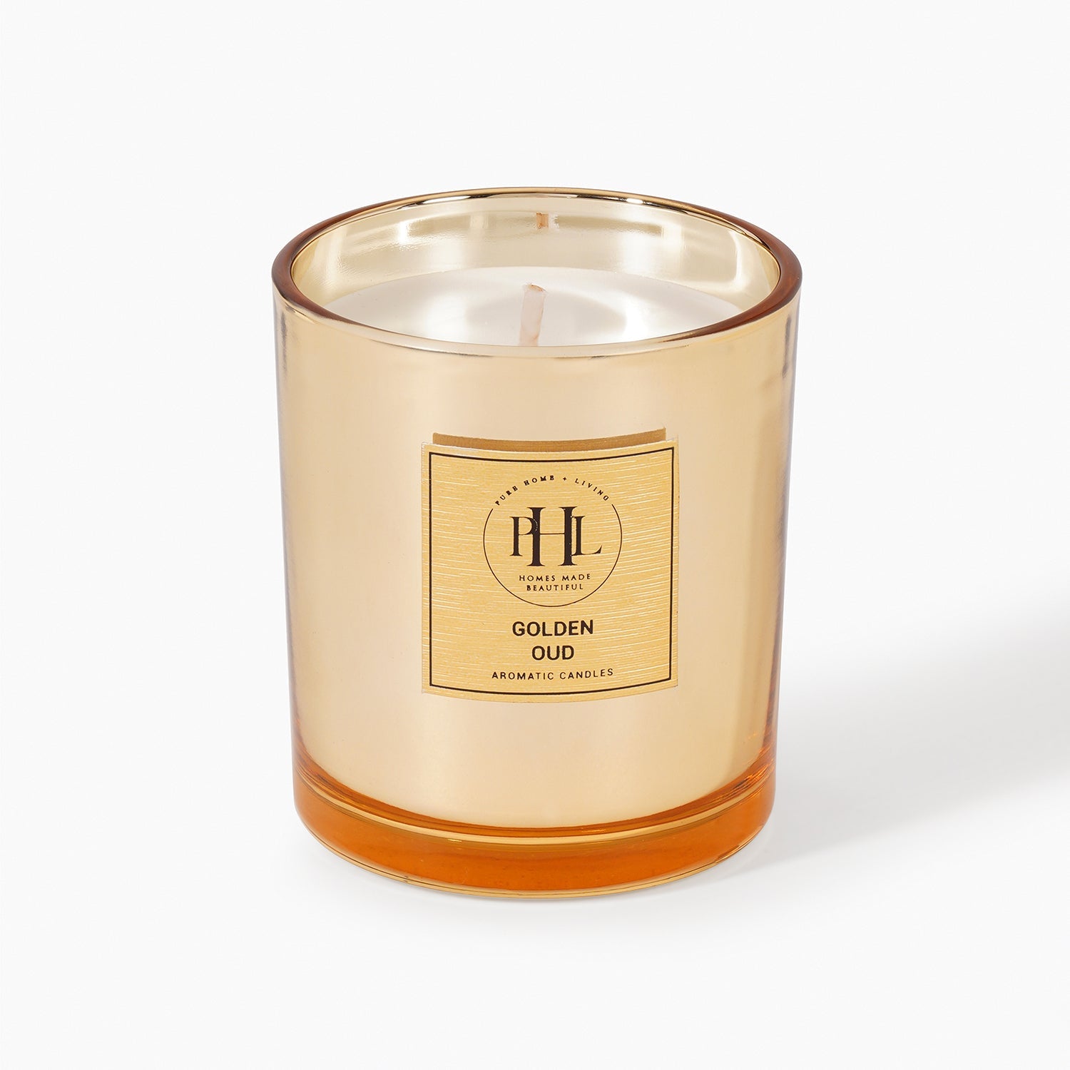 Gold Scented Wax Filled Candle Jar - Oud