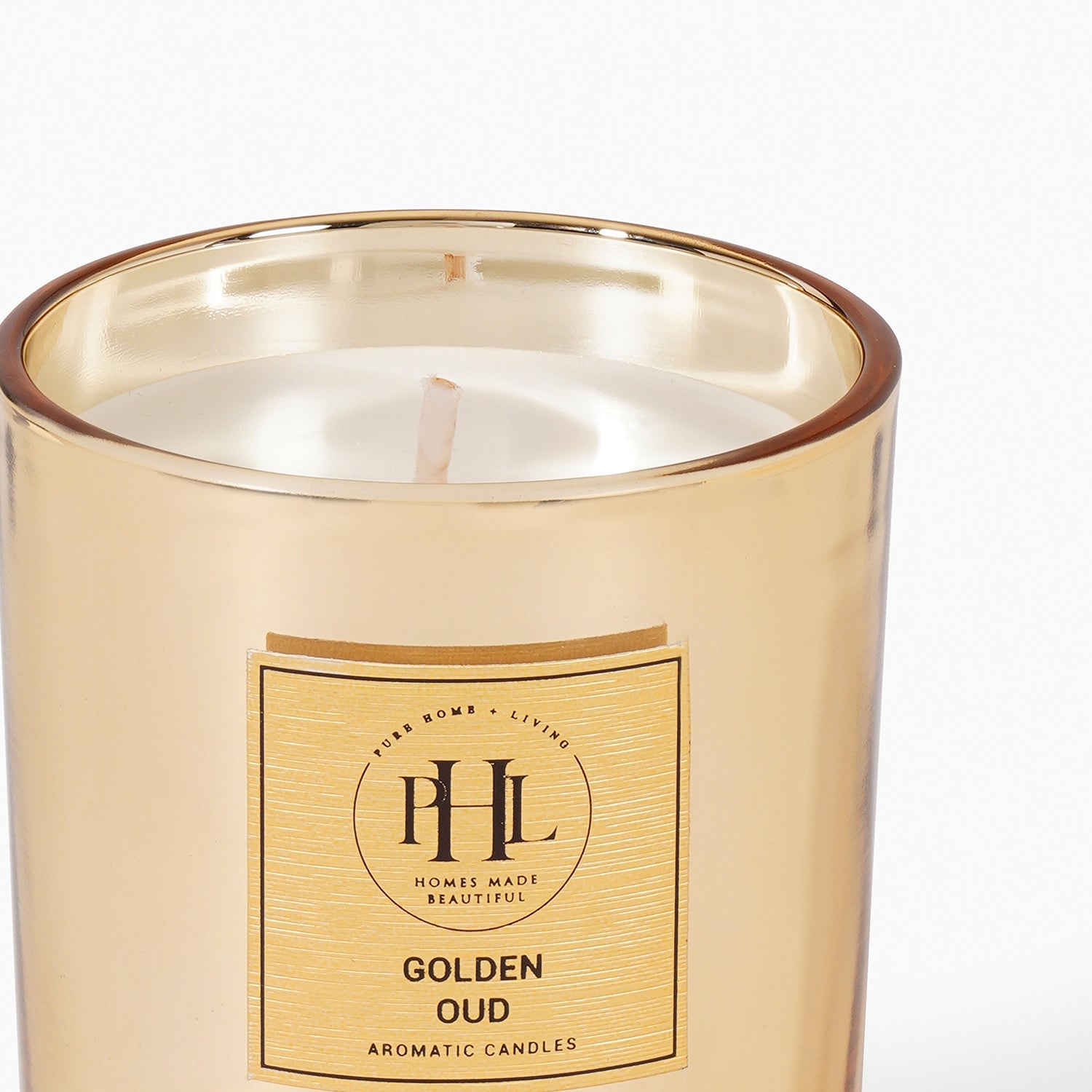 Gold Scented Wax Filled Candle Jar - Oud