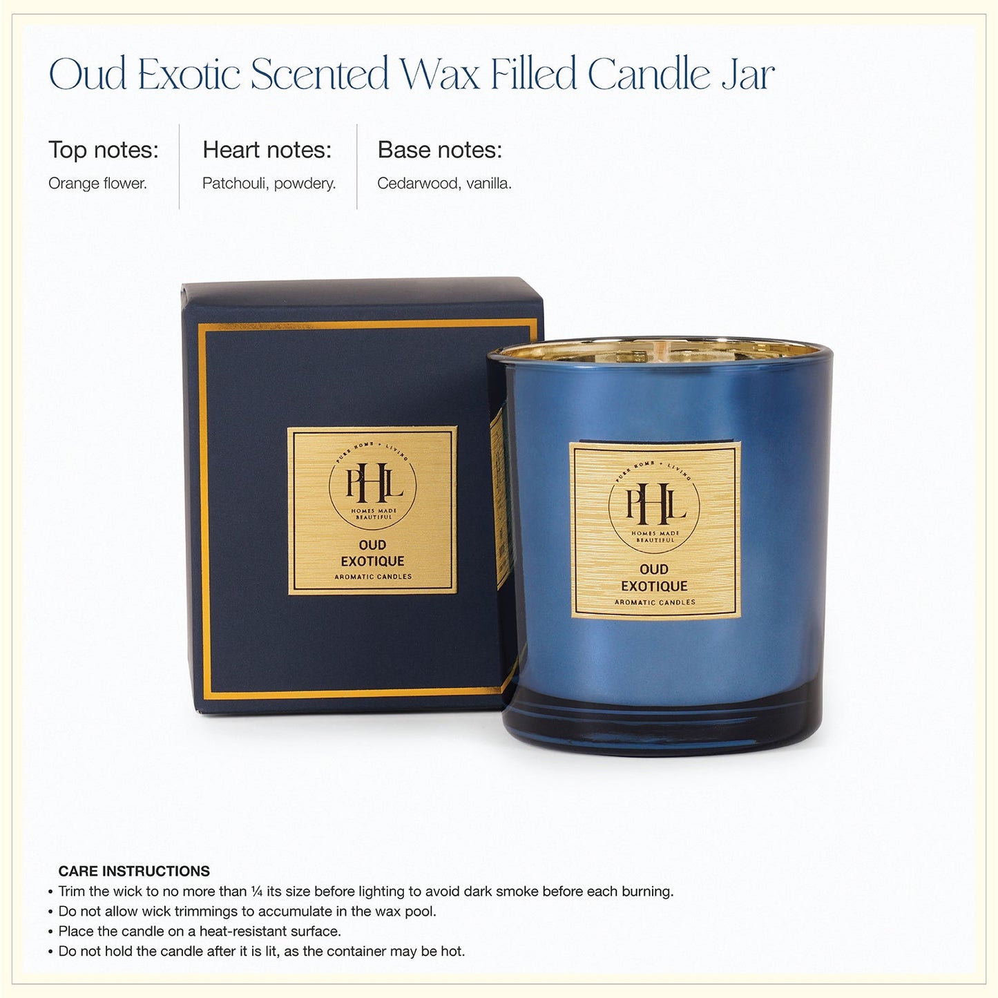 Blue Scented Wax Filled Candle Jar - Oud Exotic