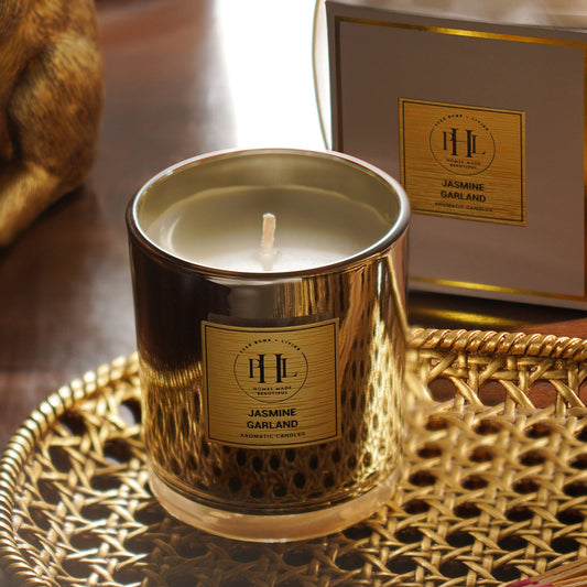 Silver Scented Wax Filled Candle Jar - Jasmine Garland