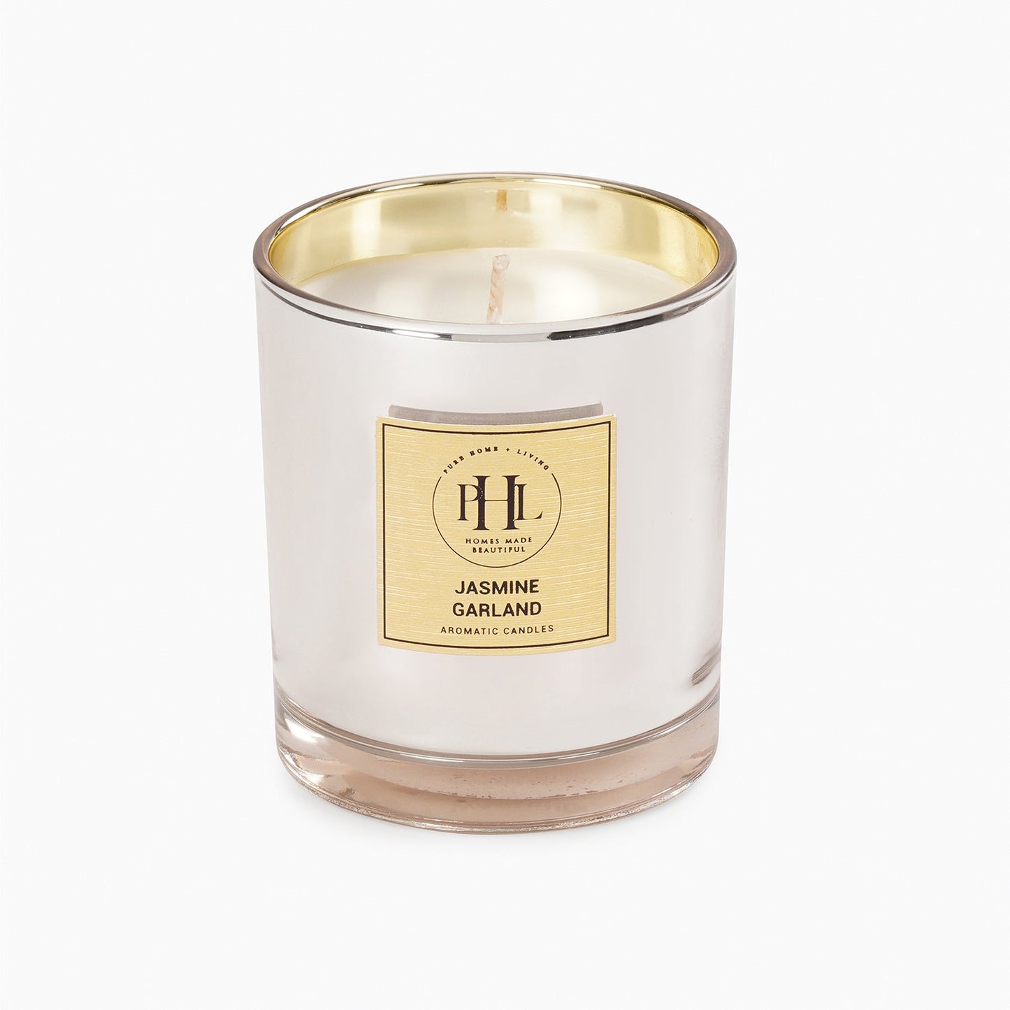 Silver Scented Wax Filled Candle Jar - Jasmine Garland