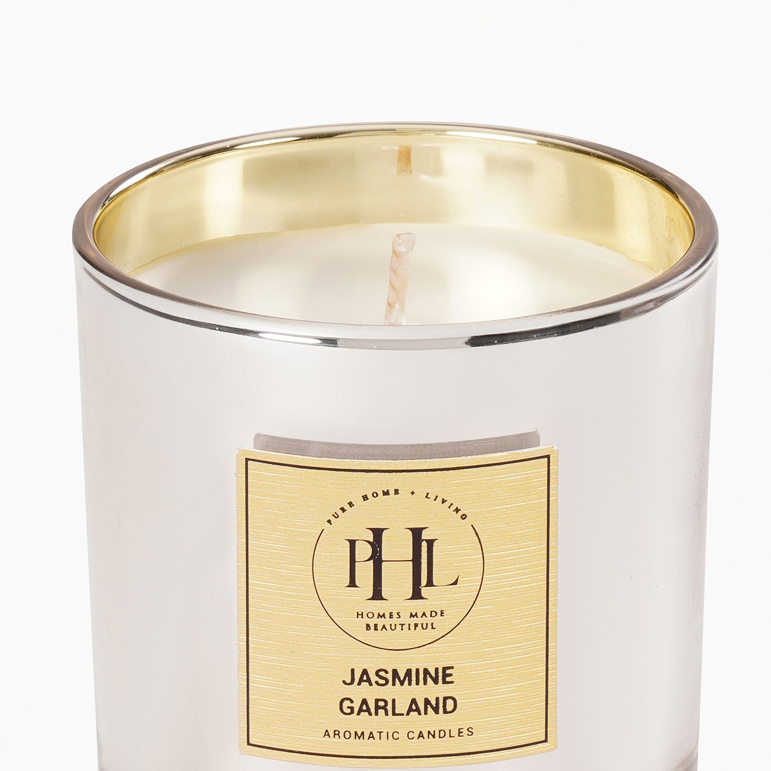 Silver Scented Wax Filled Candle Jar - Jasmine Garland