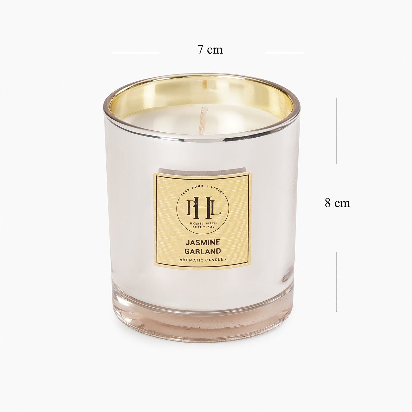 Silver Scented Wax Filled Candle Jar - Jasmine Garland