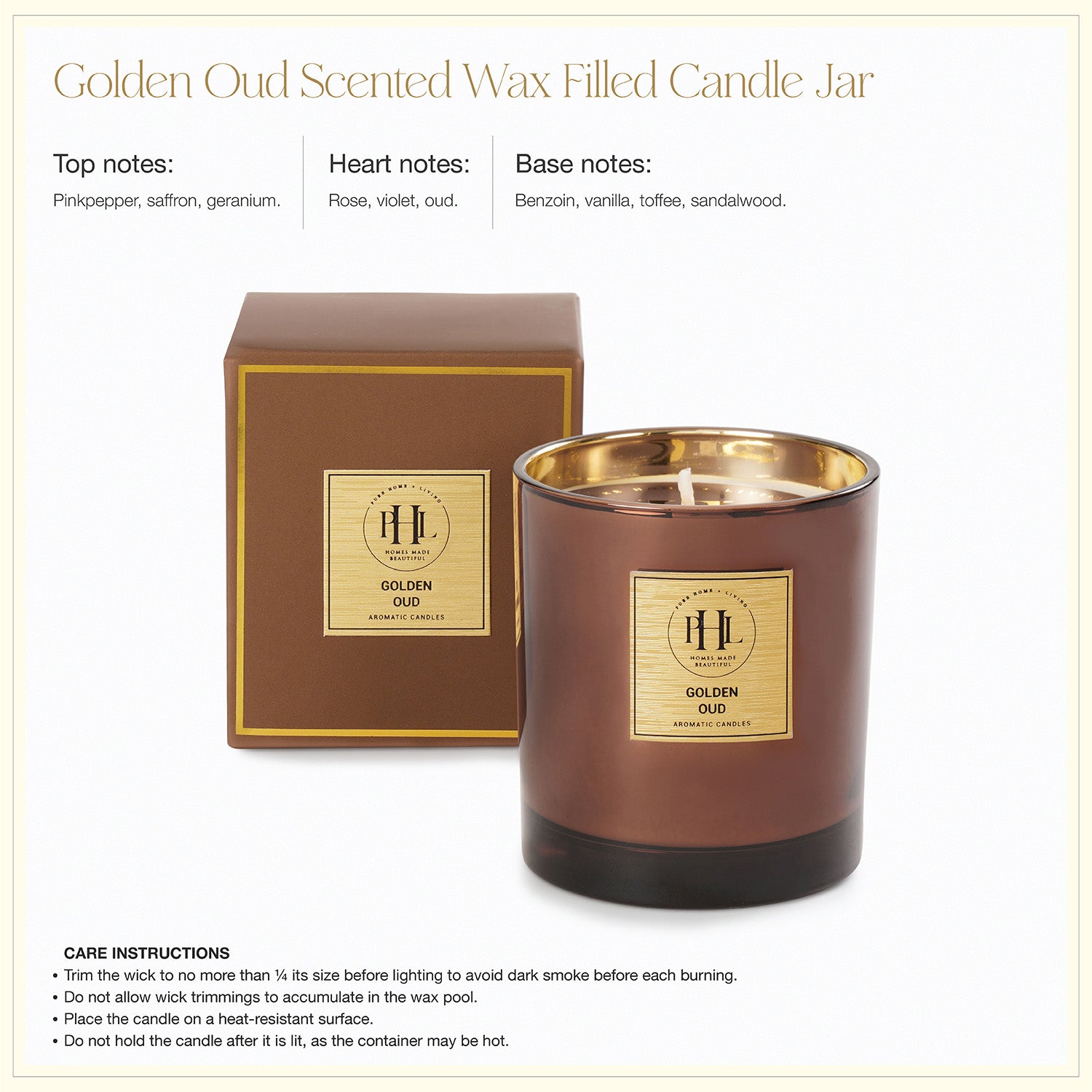 Brown Scented Wax Filled Candle Jar - Garden Oud