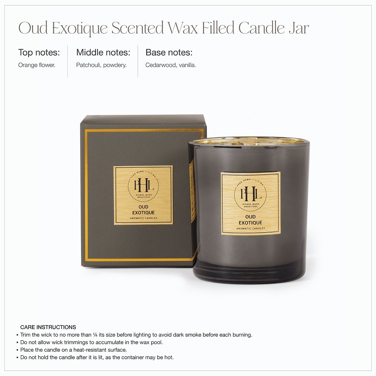 Black Scented Wax Filled Candle Jar - Oud Exotique