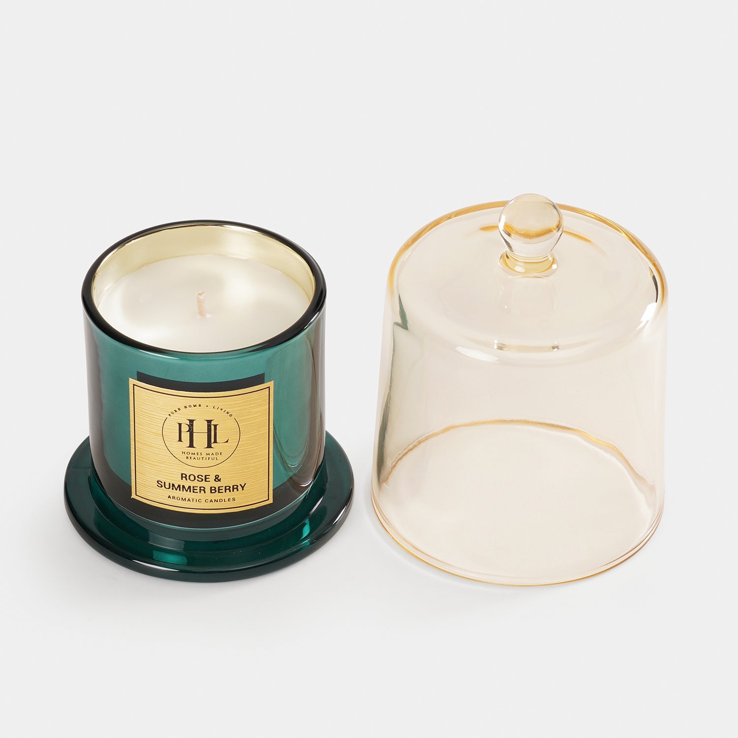 Teal Scented Wax Filled Bell Jar Candle - Rose & Summer Berry