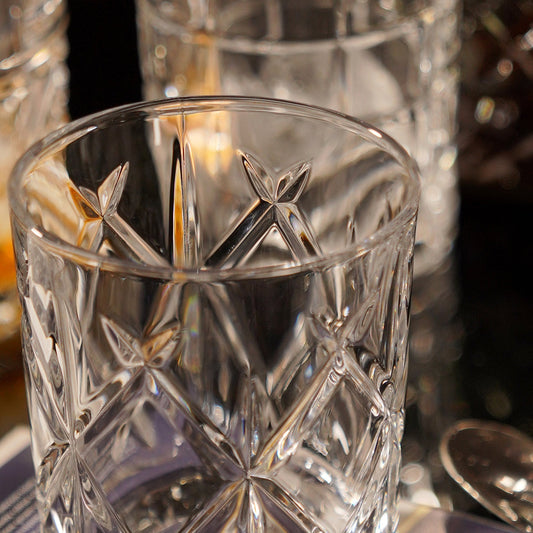 Clear Textured Cut Whiskey Glass