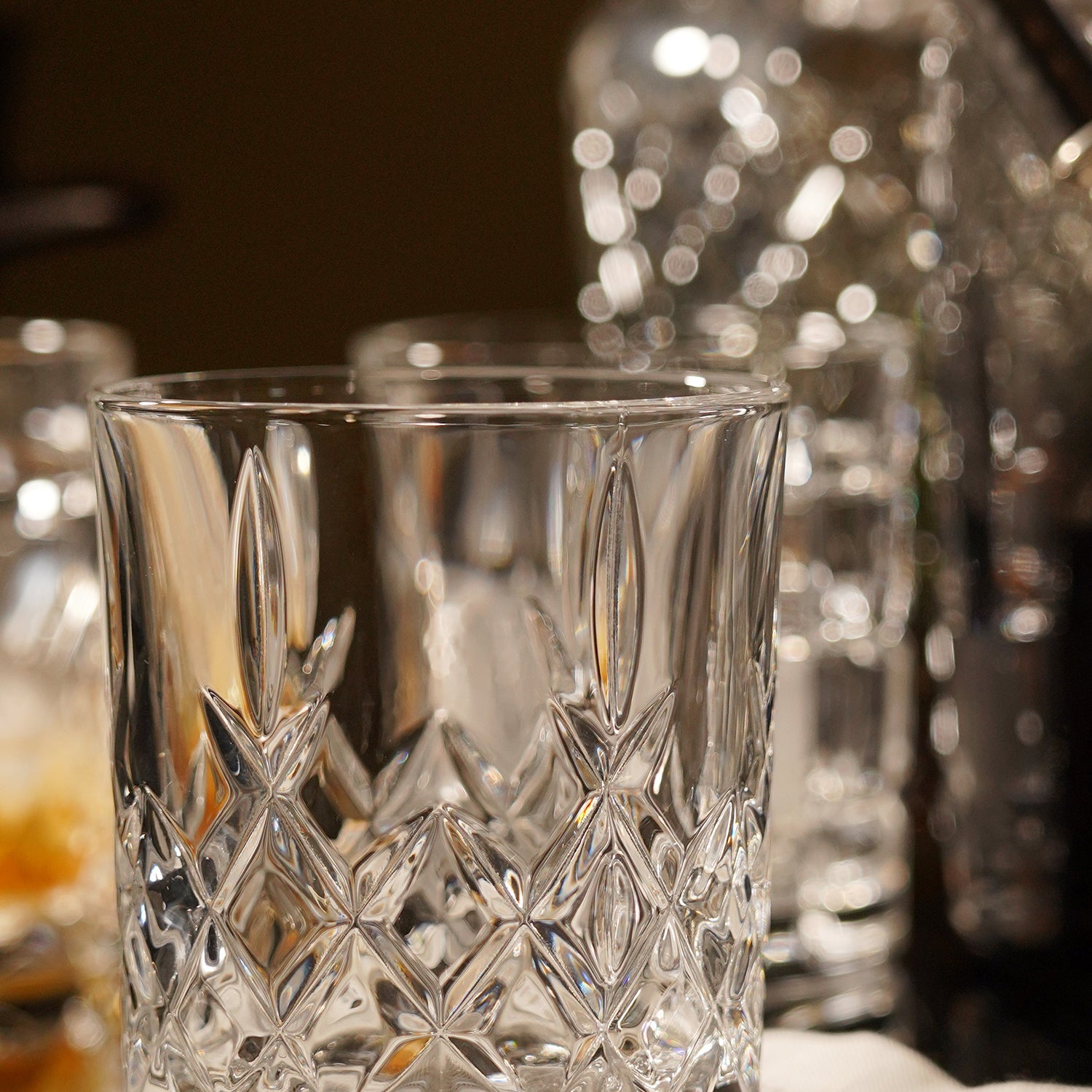Clear Textured Cut Whiskey Glass