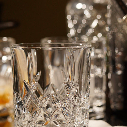 Clear Textured Cut Whiskey Glass