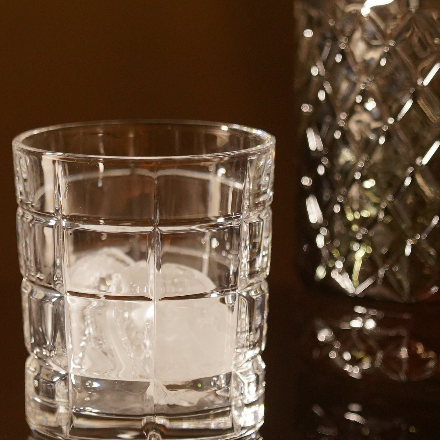 Clear Textured Cut Whiskey Glass