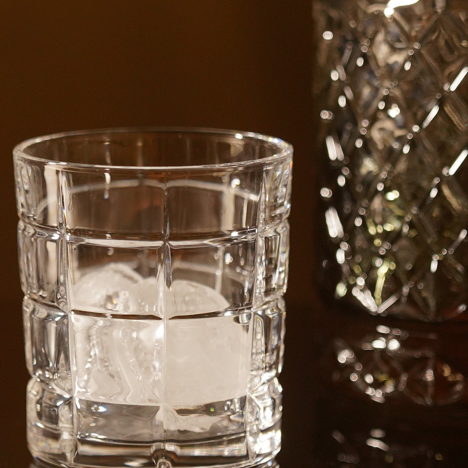 Clear Textured Cut Whiskey Glass