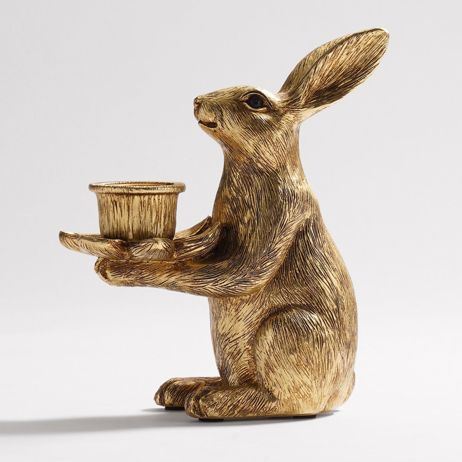 Gold Polyresin Rabbit Candle Holder