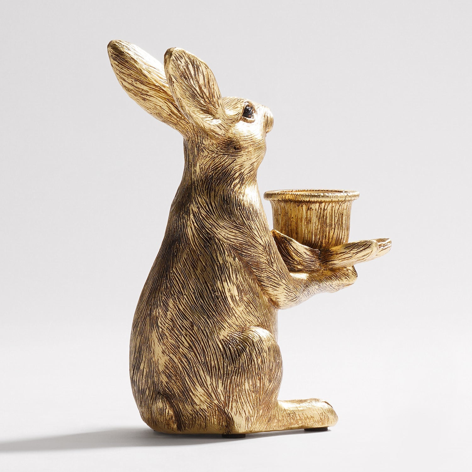 Gold Polyresin Rabbit Candle Holder