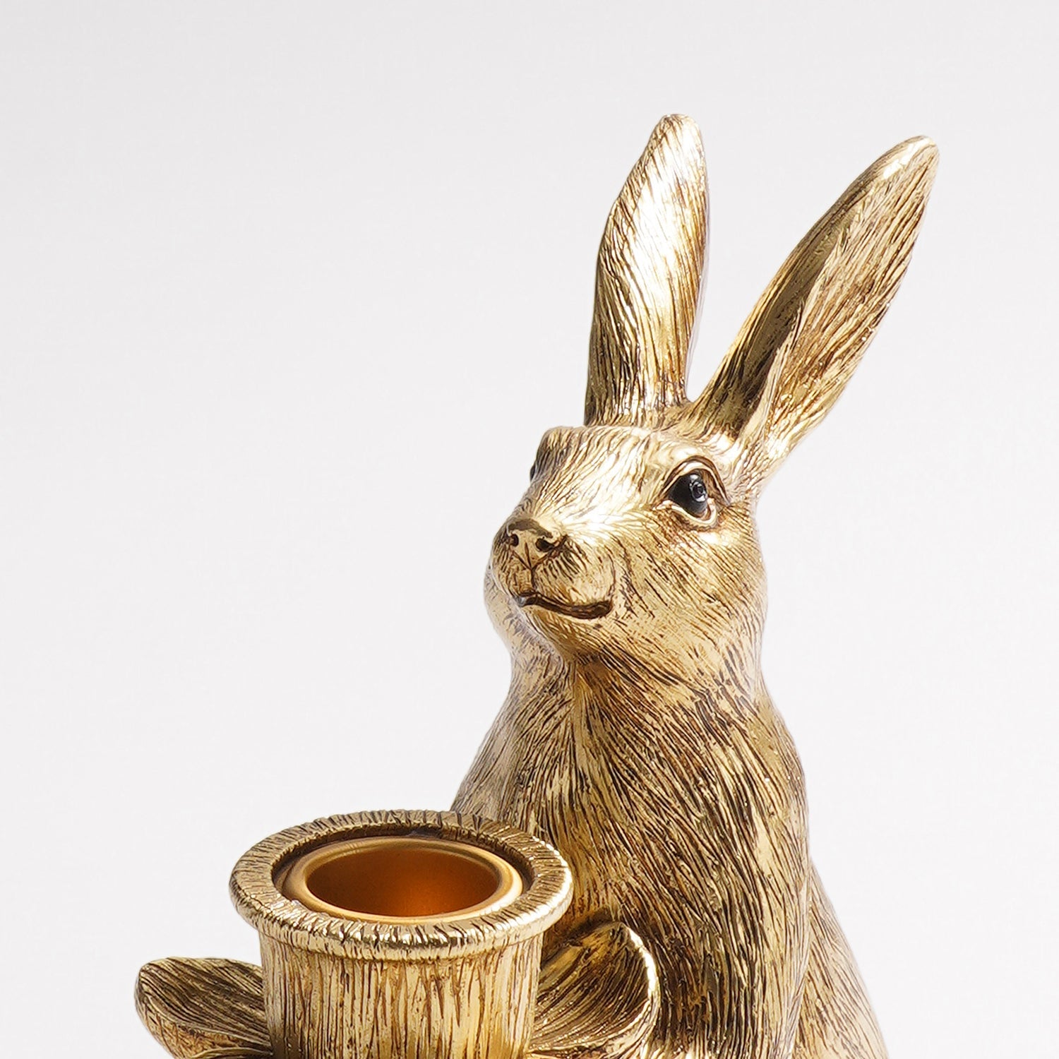 Gold Polyresin Rabbit Candle Holder