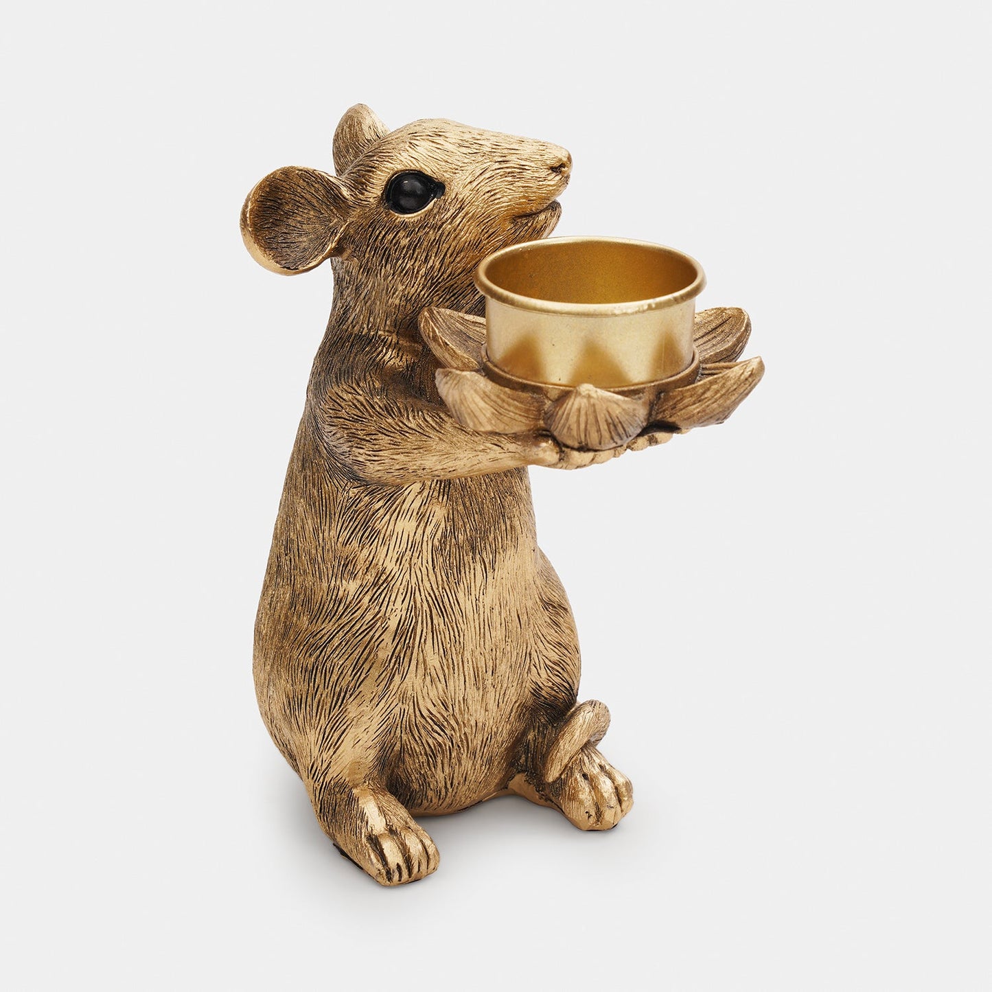 Gold Polyresin Mouse Candle Holder
