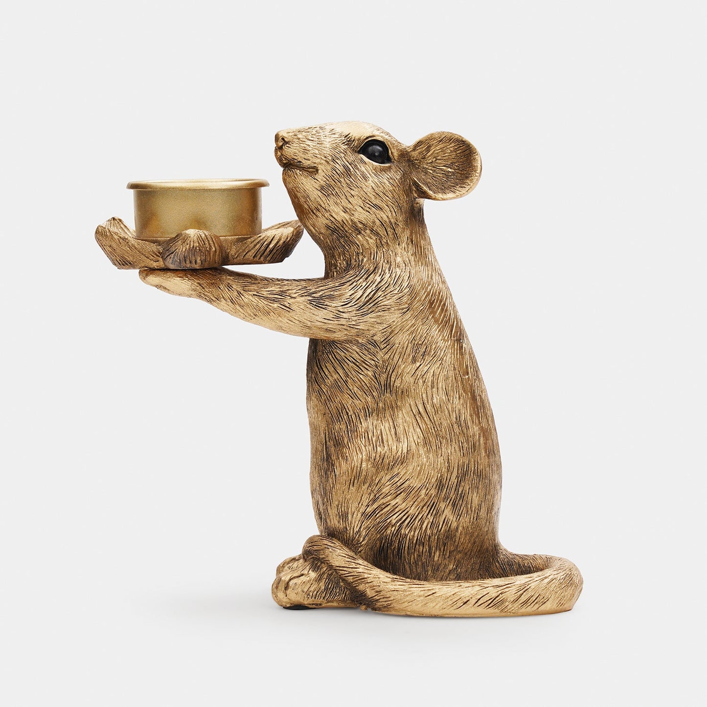 Gold Polyresin Mouse Candle Holder