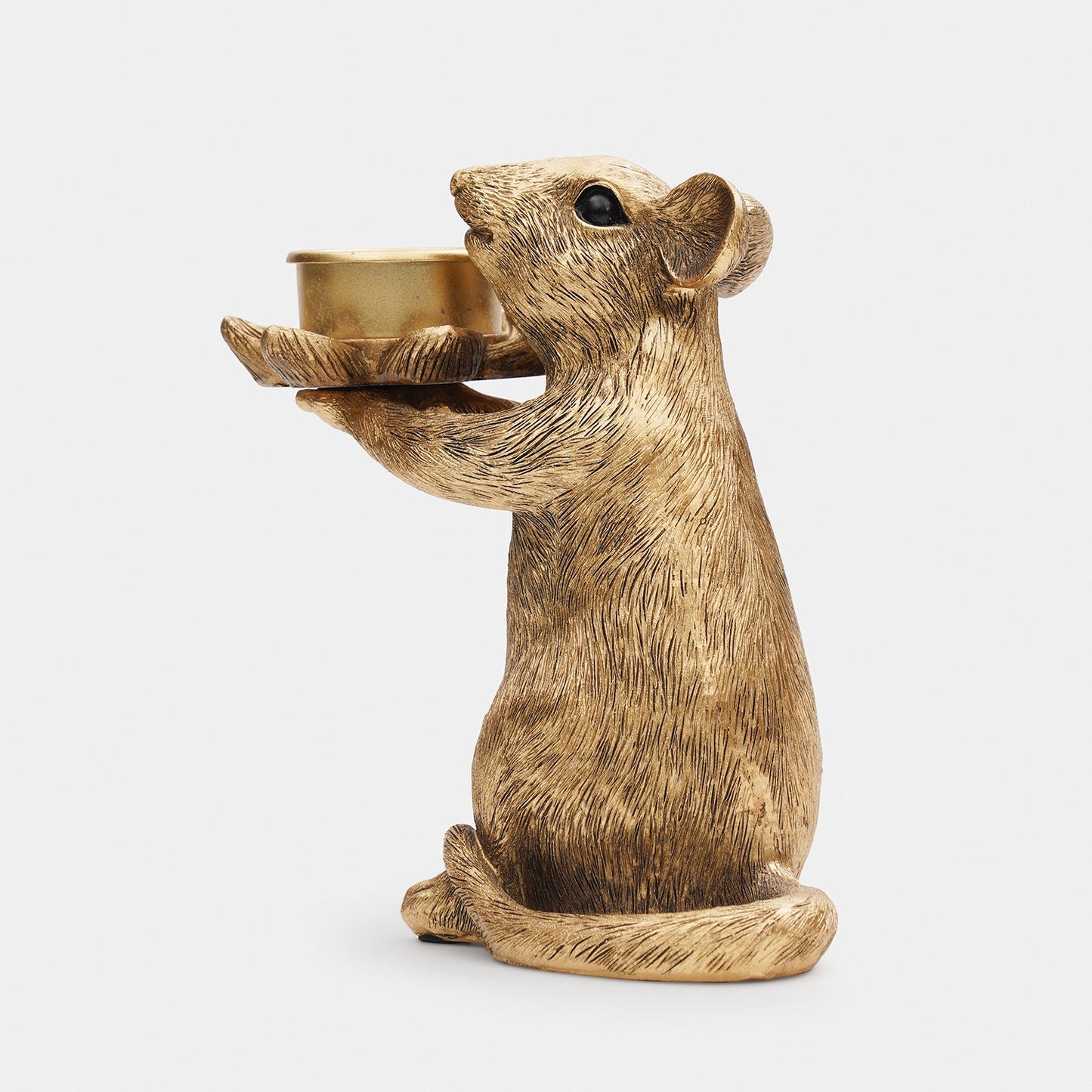 Gold Polyresin Mouse Candle Holder