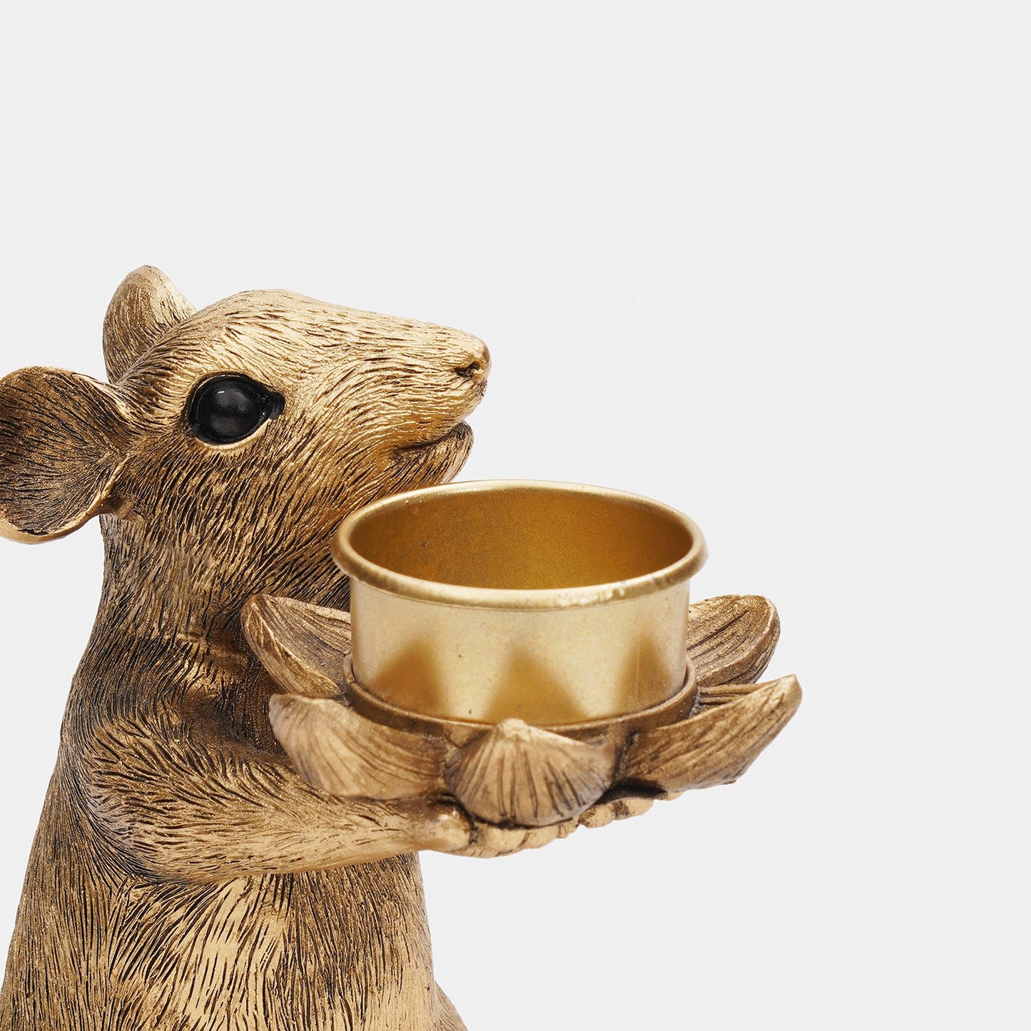 Gold Polyresin Mouse Candle Holder