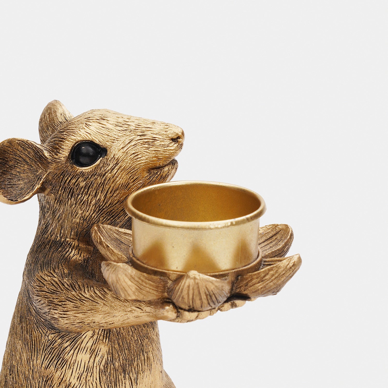 Gold Polyresin Mouse Candle Holder