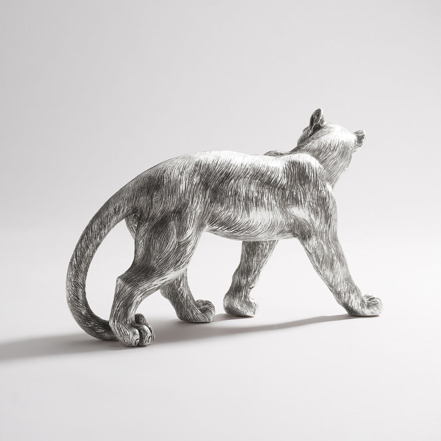 Silver Polyresin Roaring Panther