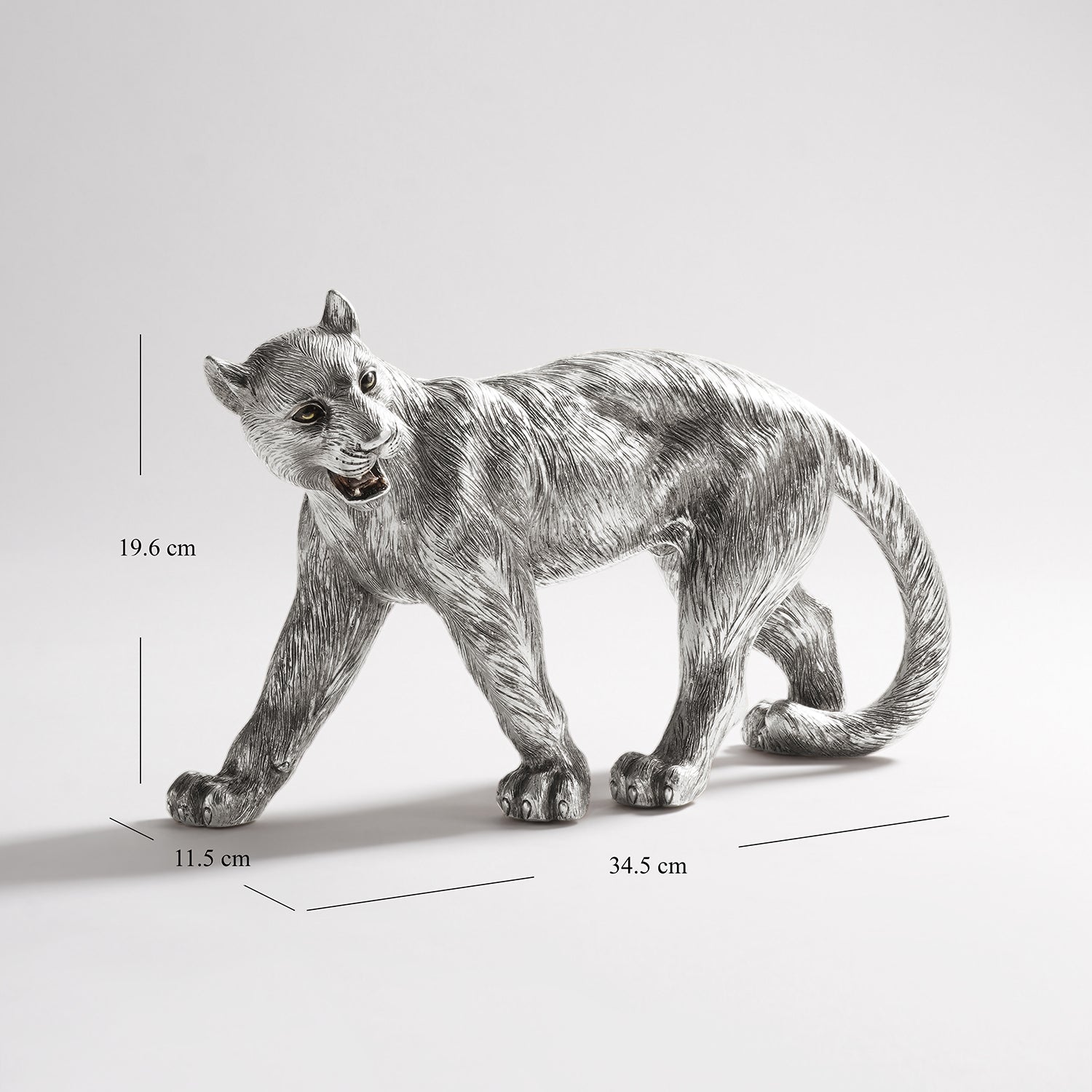 Silver Polyresin Roaring Panther