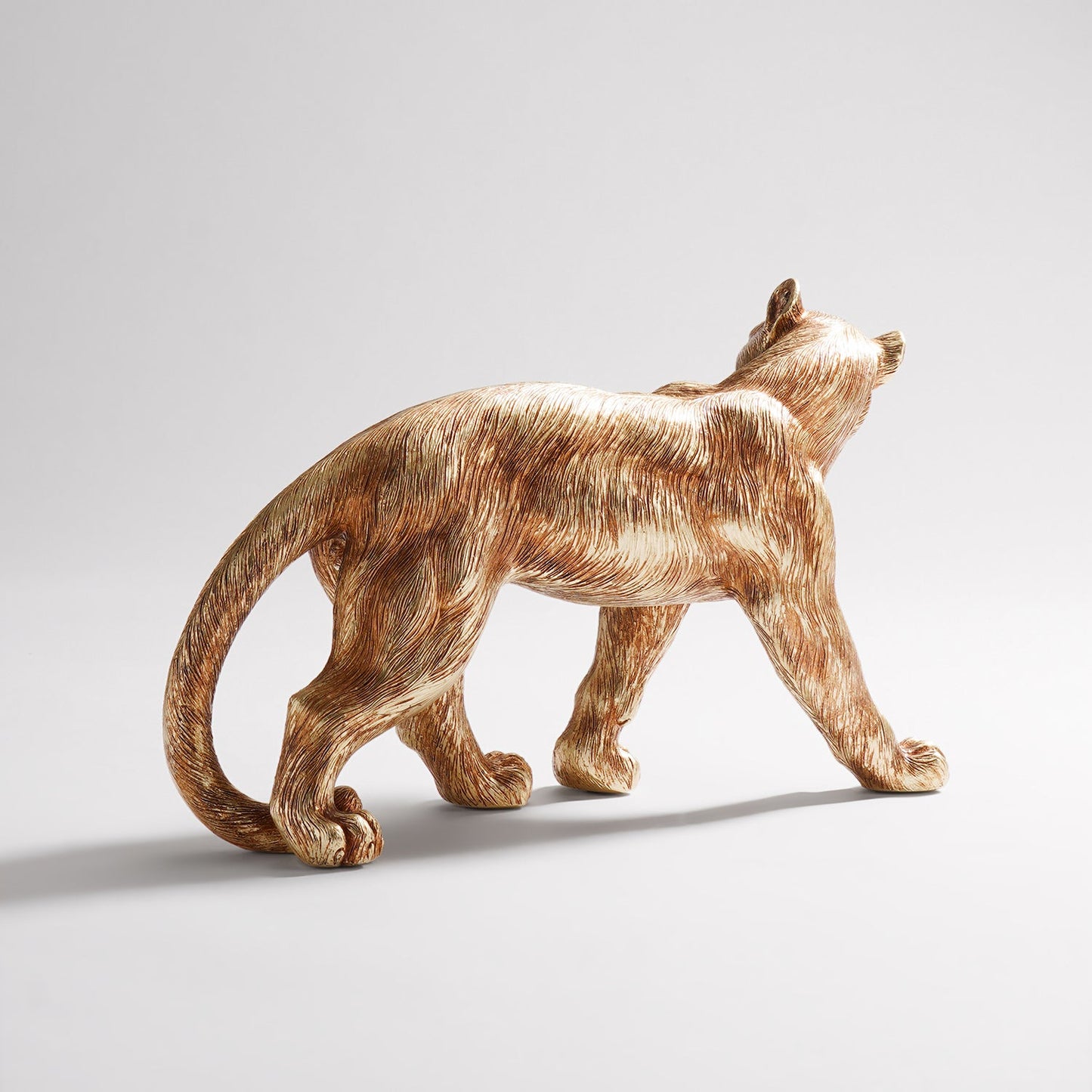 Gold Polyresin Roaring Leopard