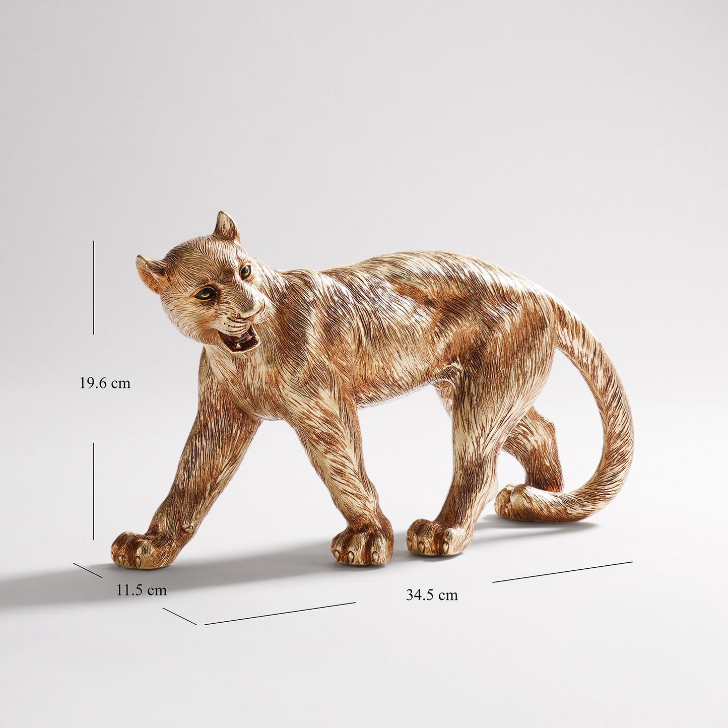 Gold Polyresin Roaring Leopard