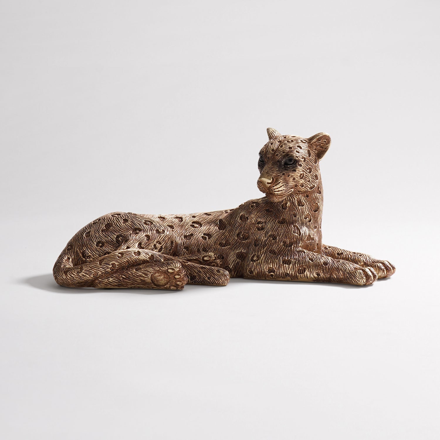 Gold Polyresin Sitting Leopard