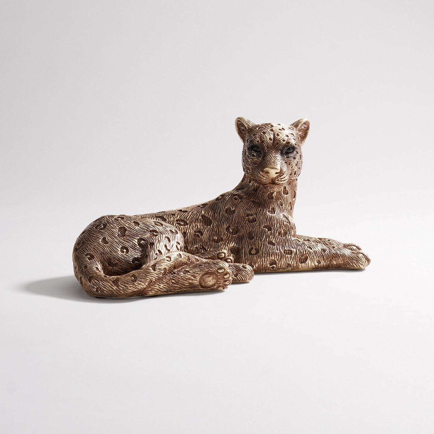 Gold Polyresin Sitting Leopard