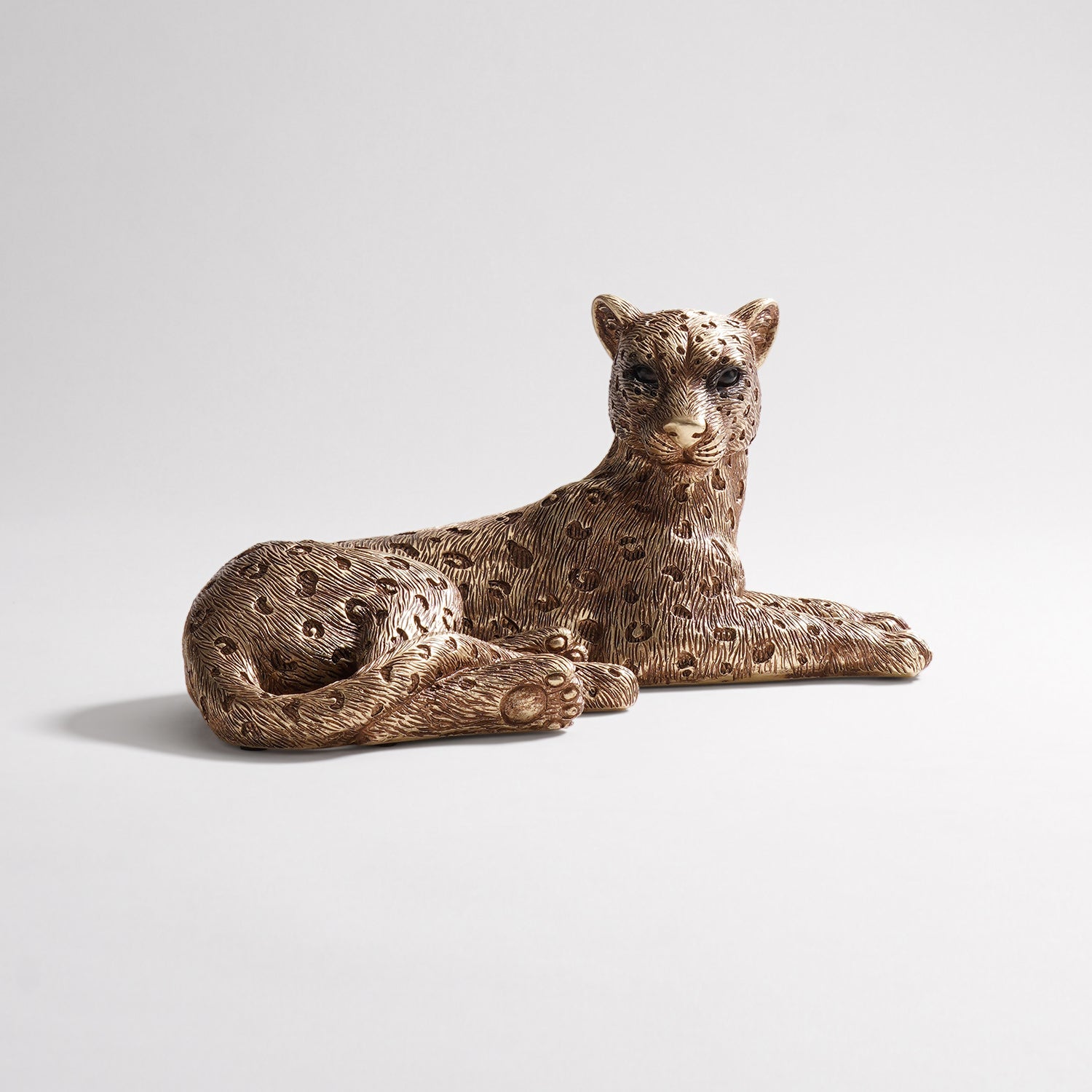 Gold Polyresin Sitting Leopard