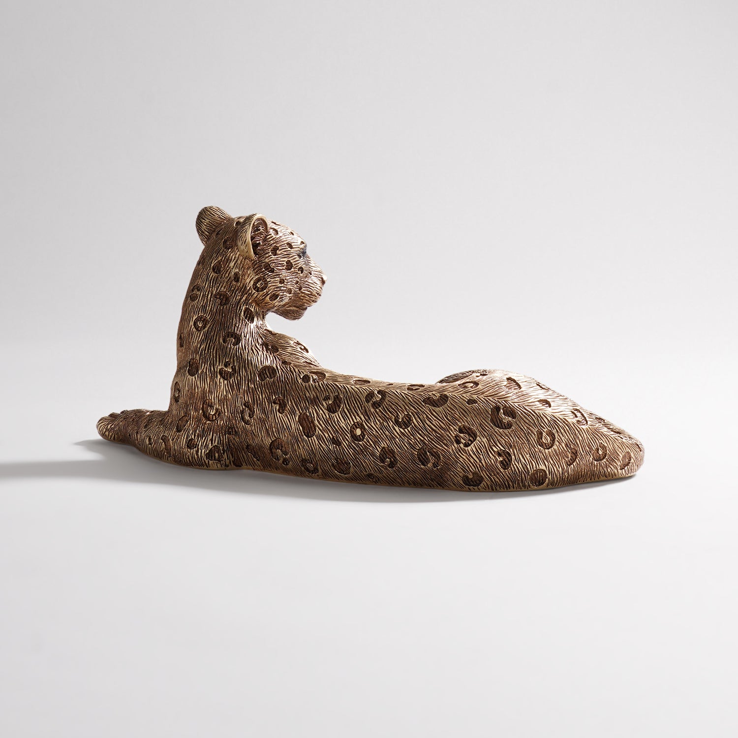 Gold Polyresin Sitting Leopard