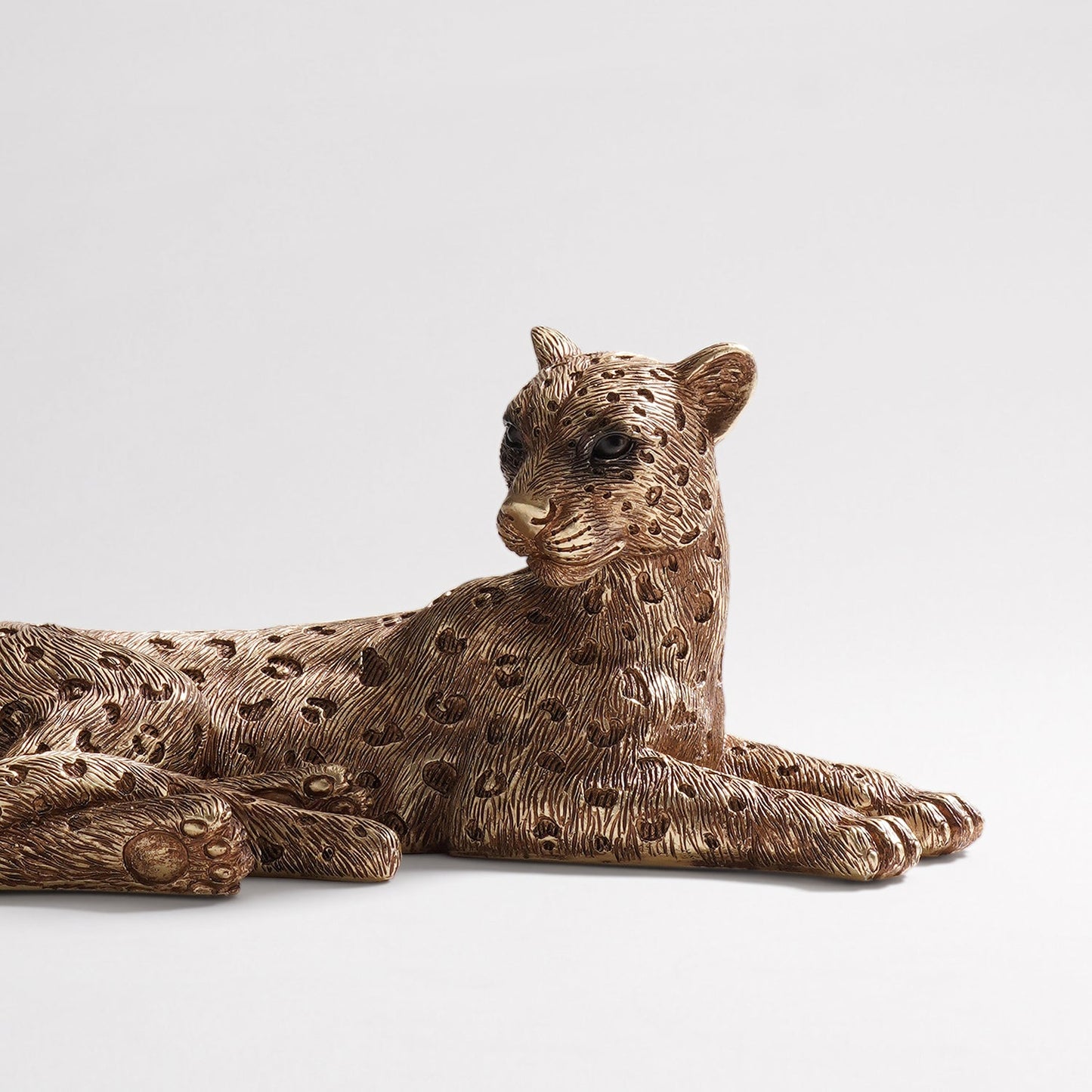 Gold Polyresin Sitting Leopard