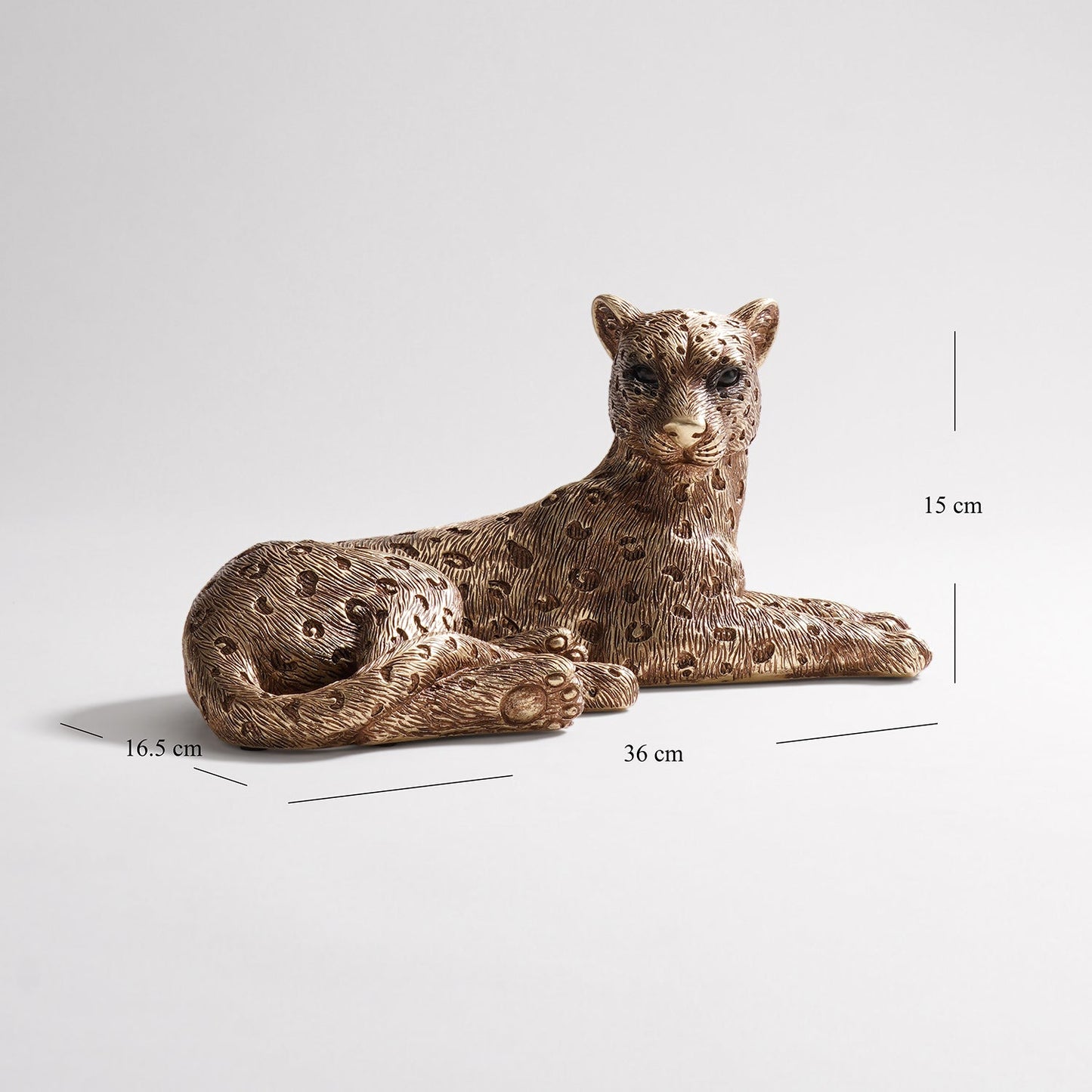 Gold Polyresin Sitting Leopard