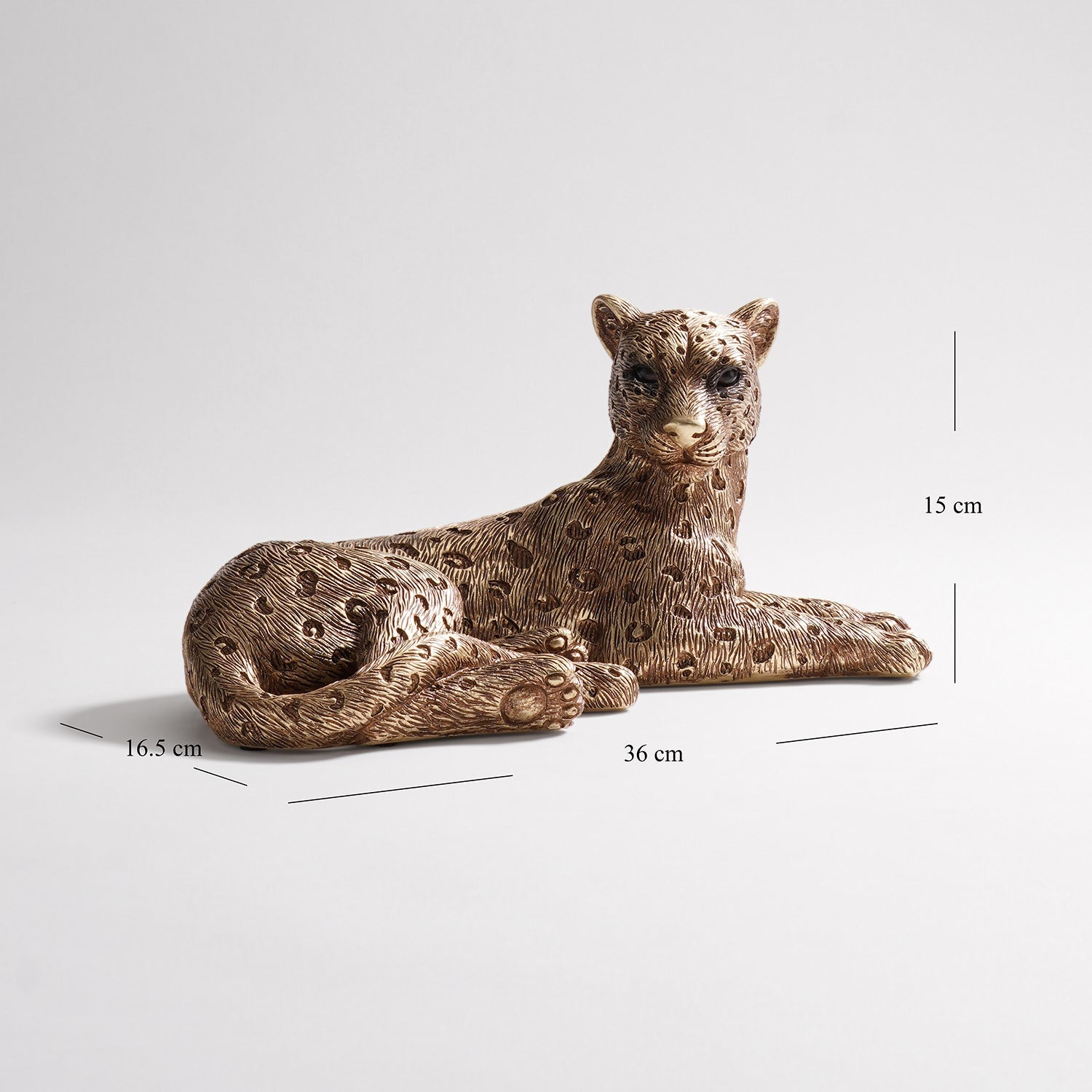 Gold Polyresin Sitting Leopard
