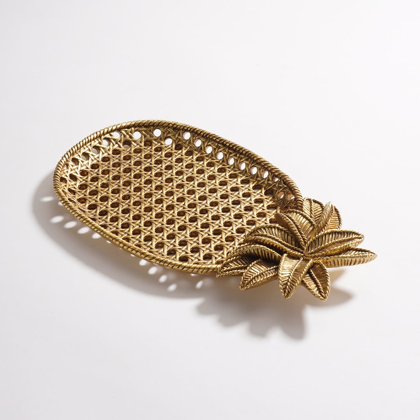 Gold Antique Polyresin Pineapple Tray - Small