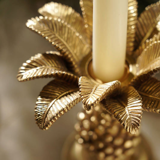 Gold Polyresin Palm Candle Holder