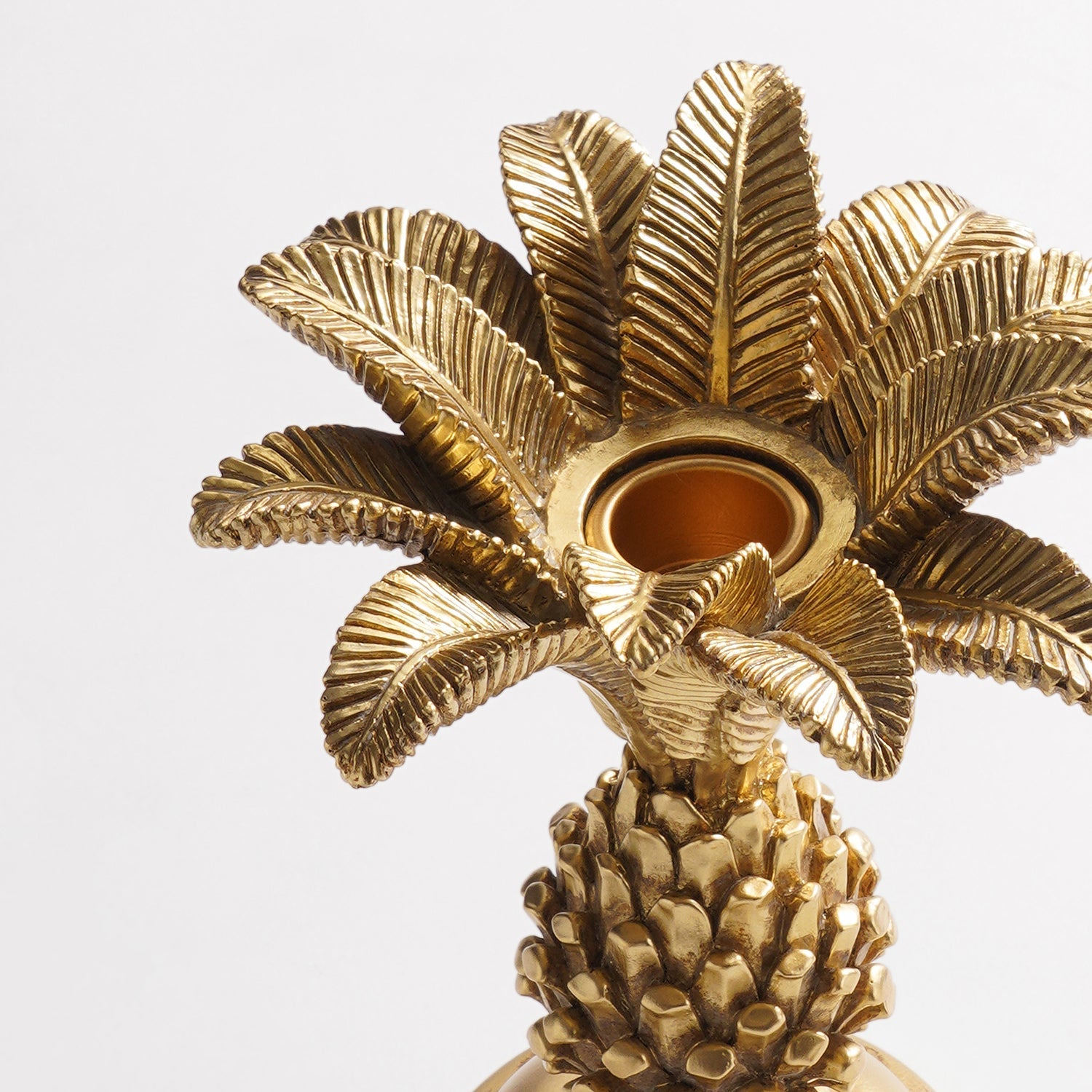 Gold Polyresin Palm Candle Holder