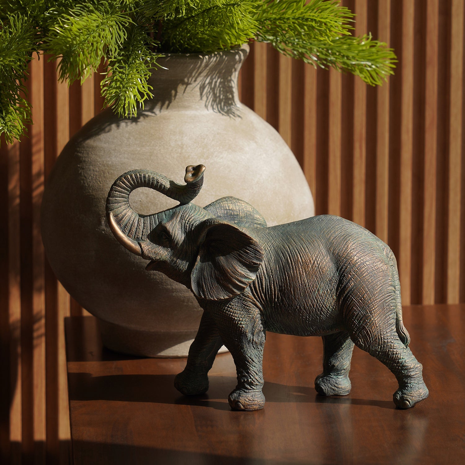 Bronze Polyresin Walking Elephant - Small