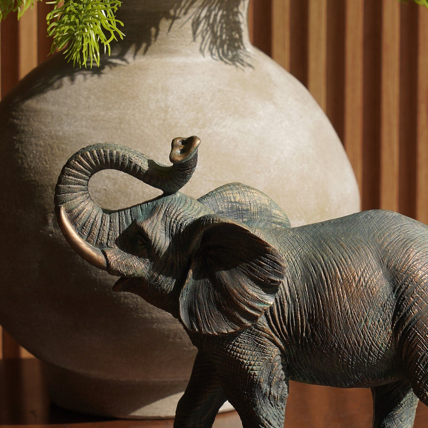 Bronze Polyresin Walking Elephant - Small