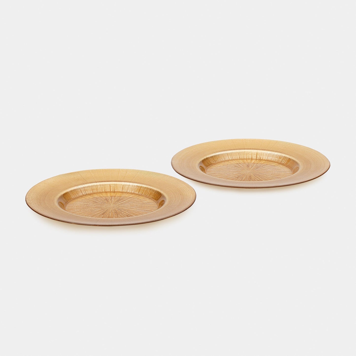 Set of 2 Gold Radial Textured Dinner Plates