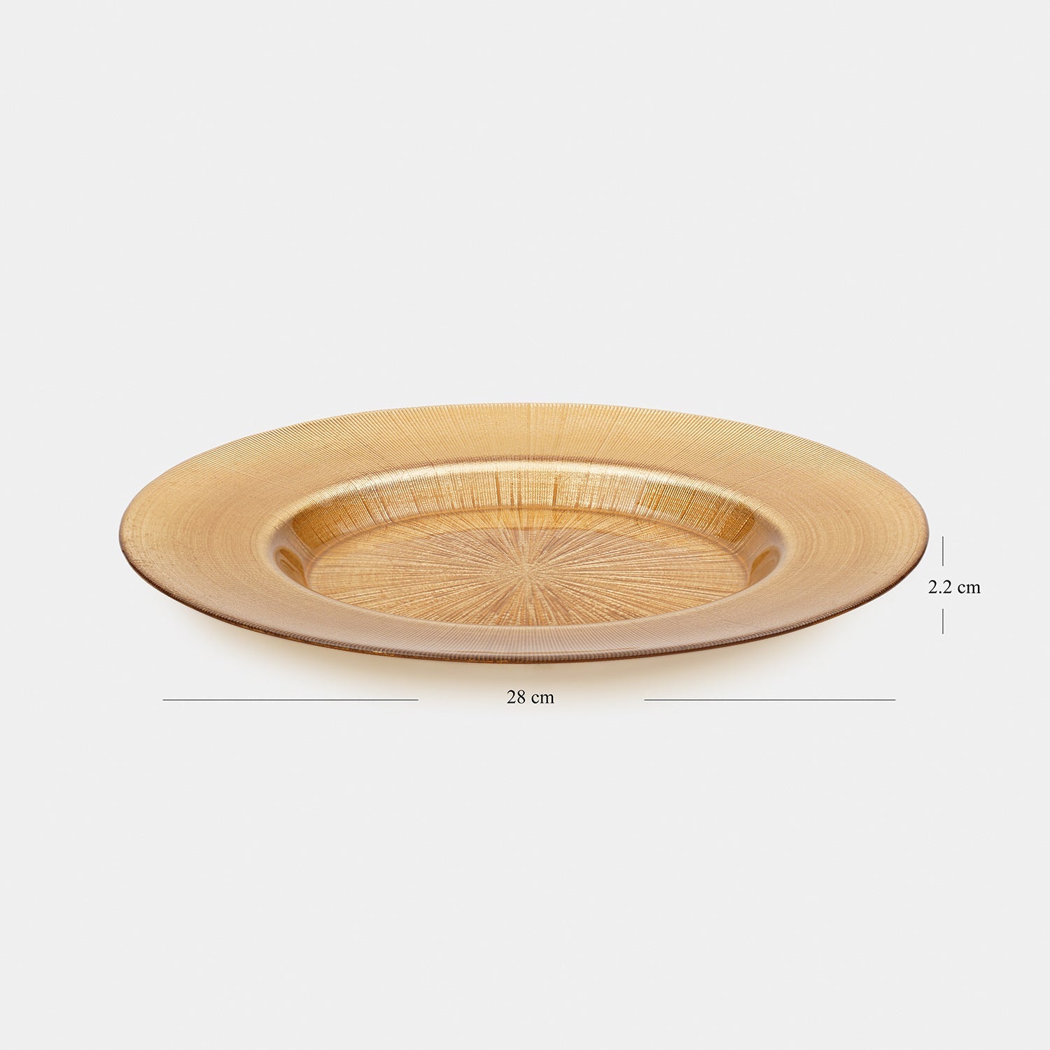 Set of 2 Gold Radial Textured Dinner Plates