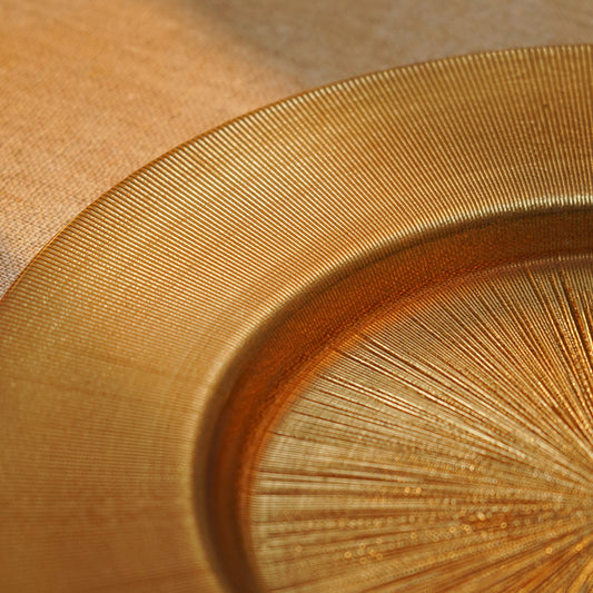 Set of 2 Gold Radial Textured Charger Plates